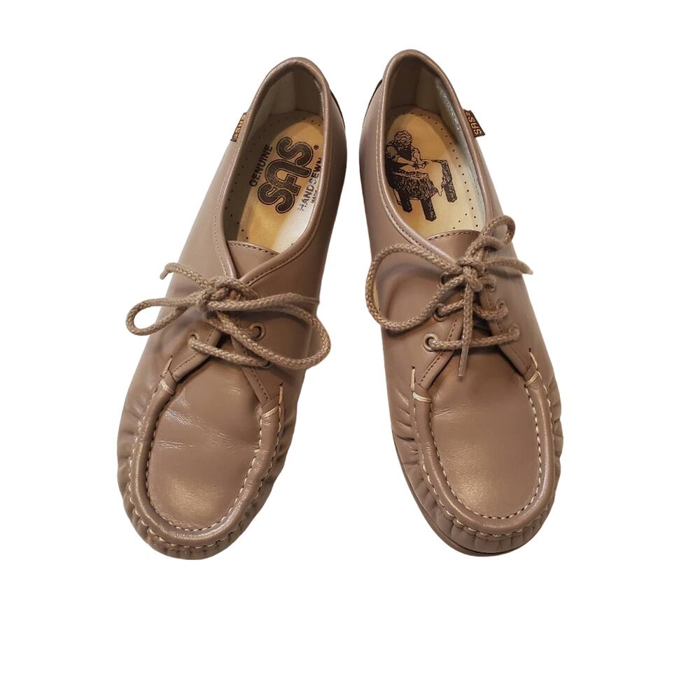 🔥 SAS Leather Lace-Up Loafers, Comfort Shoes, Women's Size 8, Taupe, Orthotic